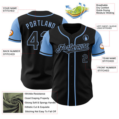 Custom Black Light Blue Authentic Two Tone Baseball Jersey - Sky-Custom