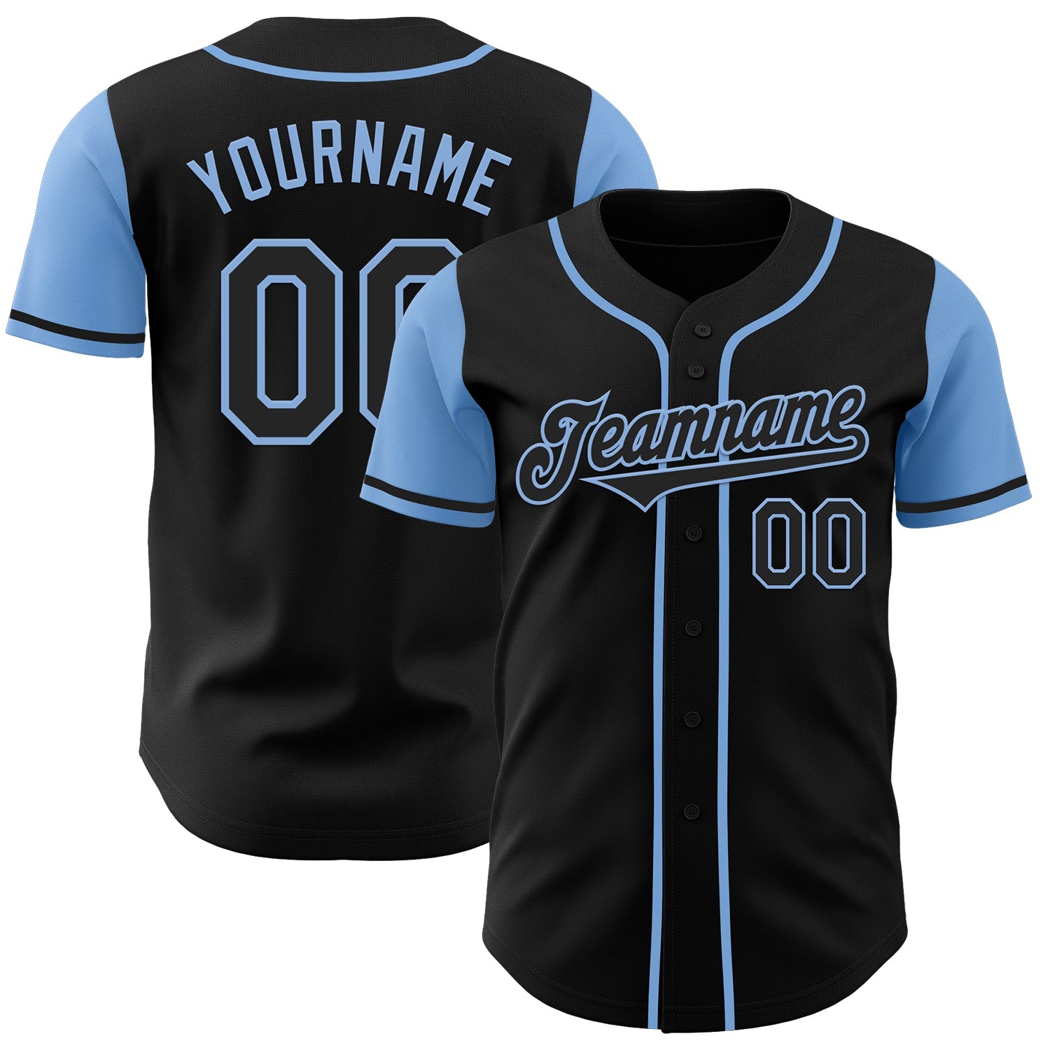 Custom Black Light Blue Authentic Two Tone Baseball Jersey - Sky-Custom