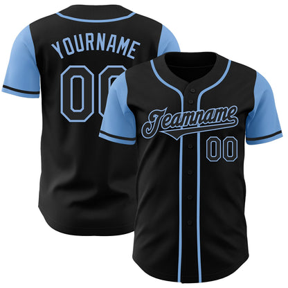 Custom Black Light Blue Authentic Two Tone Baseball Jersey - Sky-Custom