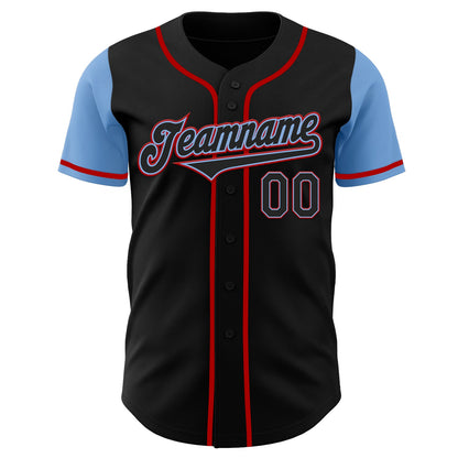 Custom Black Light Blue-Red Authentic Two Tone Baseball Jersey - Sky-Custom