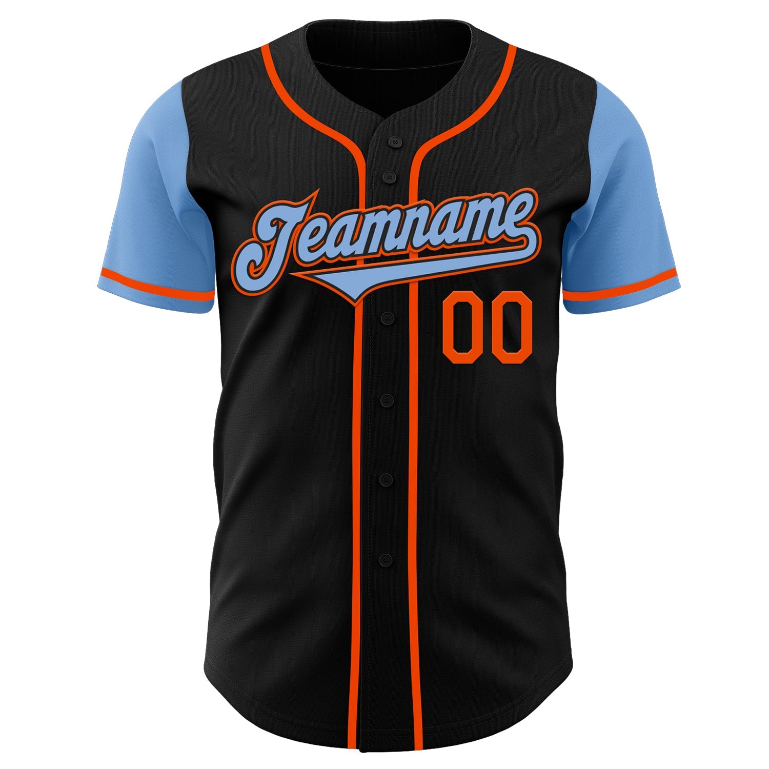Custom Black Light Blue-Orange Authentic Two Tone Baseball Jersey - Sky-Custom