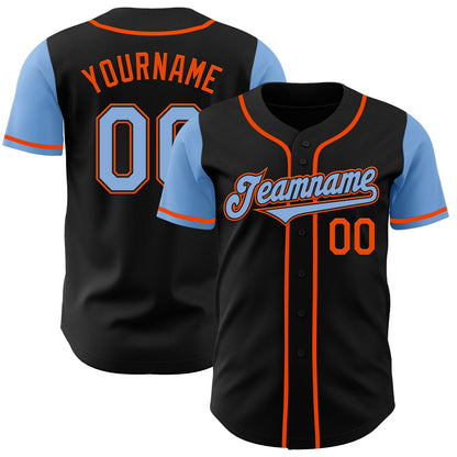 Custom Black Light Blue-Orange Authentic Two Tone Baseball Jersey - Sky-Custom