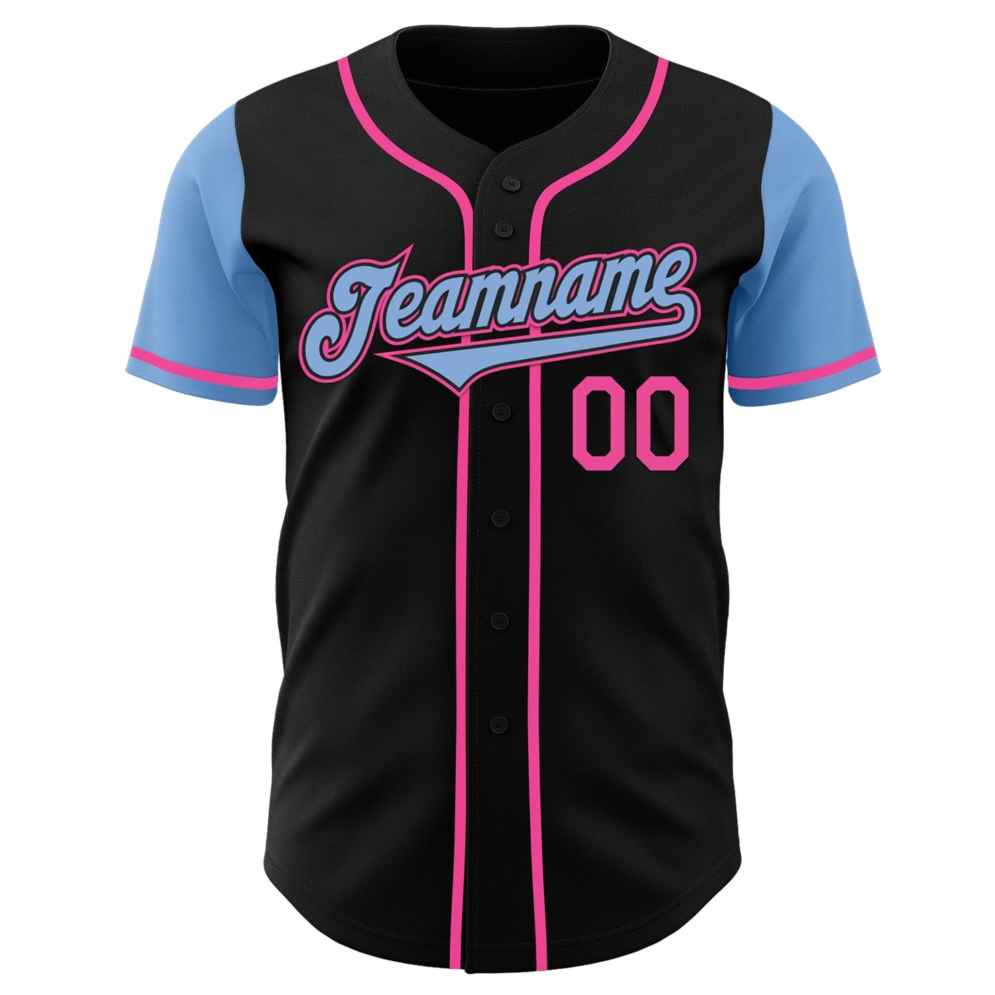 Custom Black Light Blue-Pink Authentic Two Tone Baseball Jersey - Sky-Custom