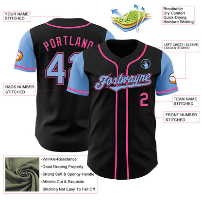 Custom Black Light Blue-Pink Authentic Two Tone Baseball Jersey - Sky-Custom