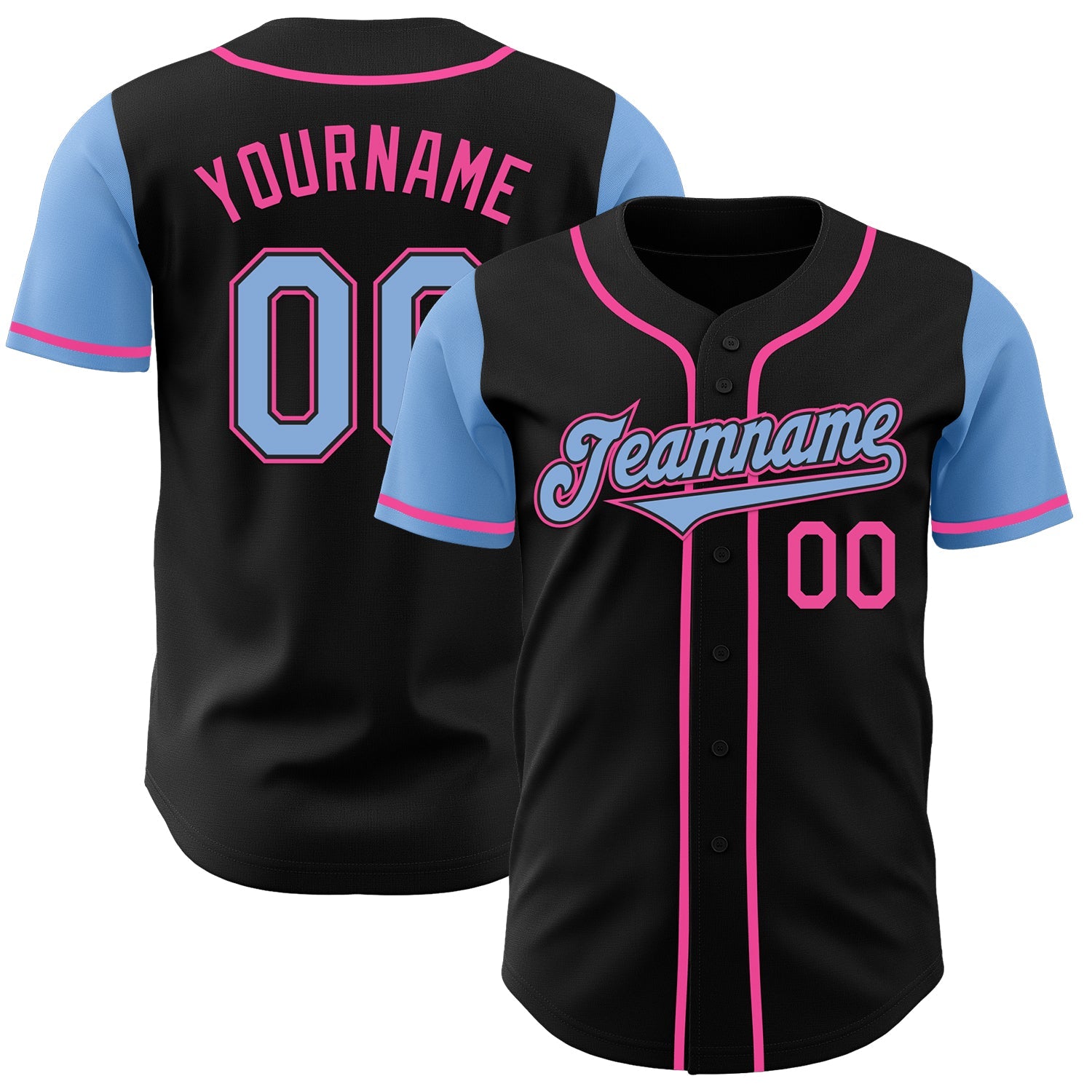 Custom Black Light Blue-Pink Authentic Two Tone Baseball Jersey - Sky-Custom