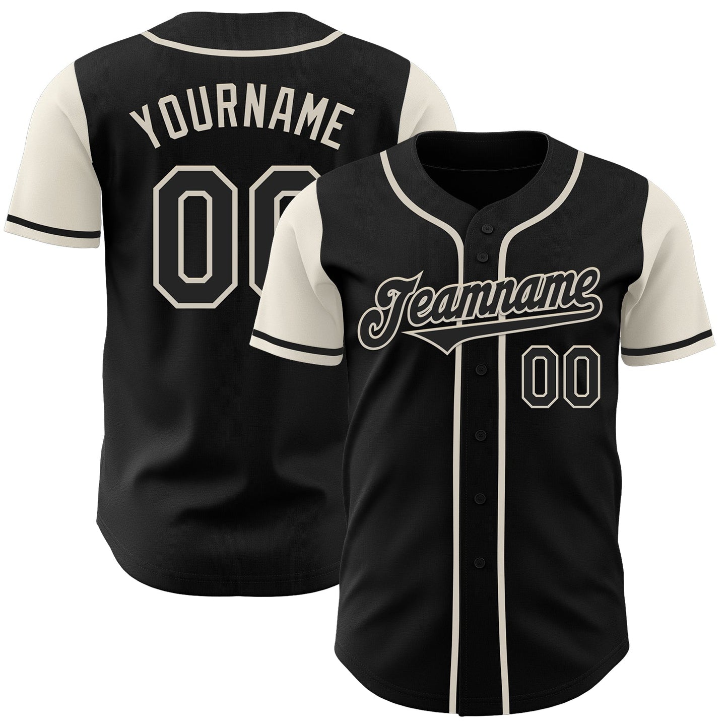 Custom Black Cream Authentic Two Tone Baseball Jersey - Sky-Custom