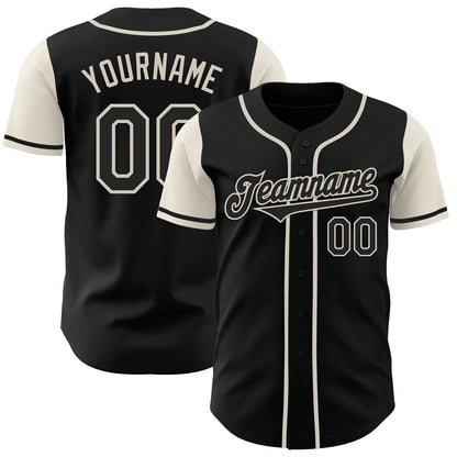 Custom Black Cream Authentic Two Tone Baseball Jersey - Sky-Custom