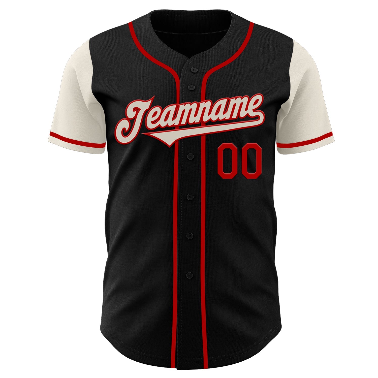 Custom Black Cream-Red Authentic Two Tone Baseball Jersey - Sky-Custom