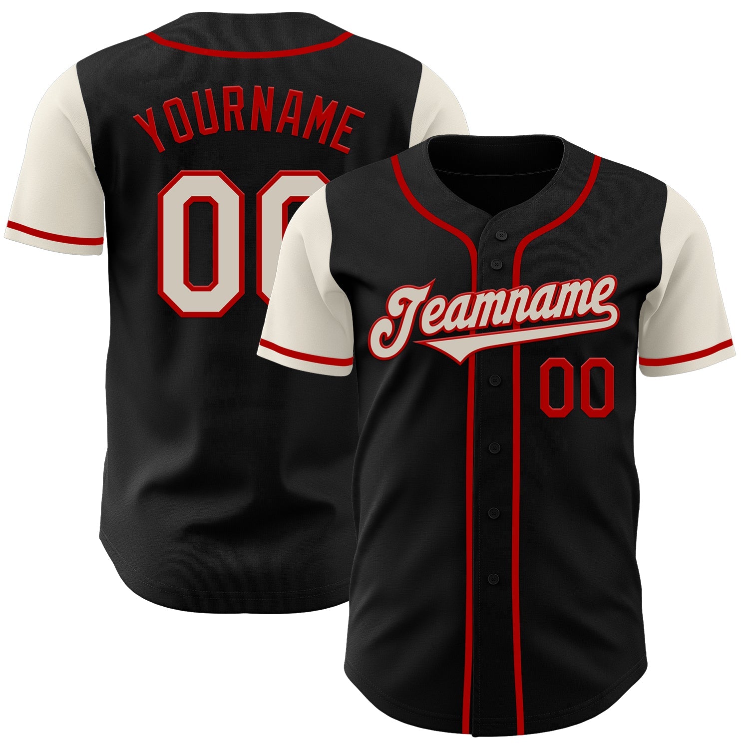 Custom Black Cream-Red Authentic Two Tone Baseball Jersey - Sky-Custom