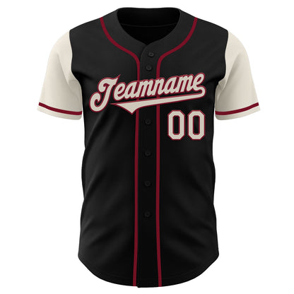Custom Black Cream-Crimson Authentic Two Tone Baseball Jersey - Sky-Custom