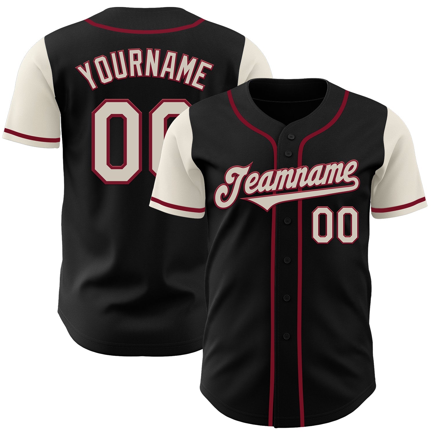 Custom Black Cream-Crimson Authentic Two Tone Baseball Jersey - Sky-Custom