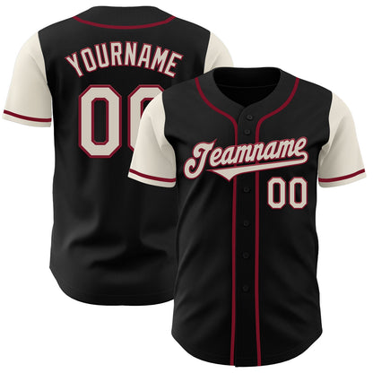 Custom Black Cream-Crimson Authentic Two Tone Baseball Jersey - Sky-Custom