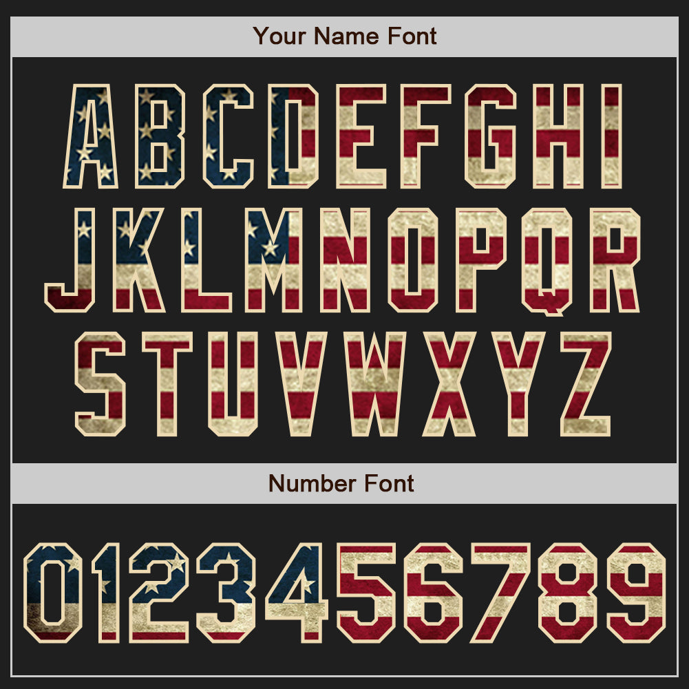 Custom Black Vintage USA Flag Cream-Crimson Authentic Two Tone Baseball Jersey - Sky-Custom