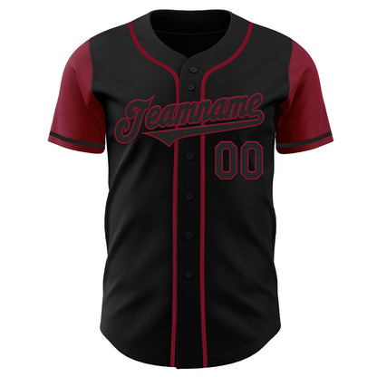Custom Black Crimson Authentic Two Tone Baseball Jersey - Sky-Custom
