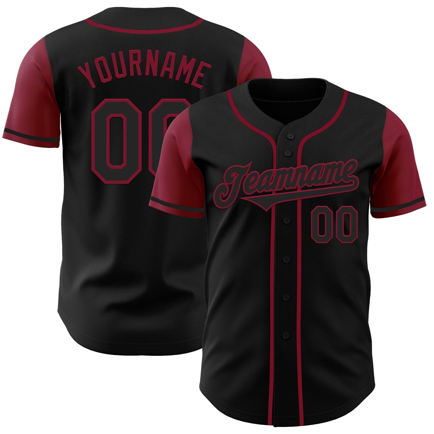 Custom Black Crimson Authentic Two Tone Baseball Jersey - Sky-Custom