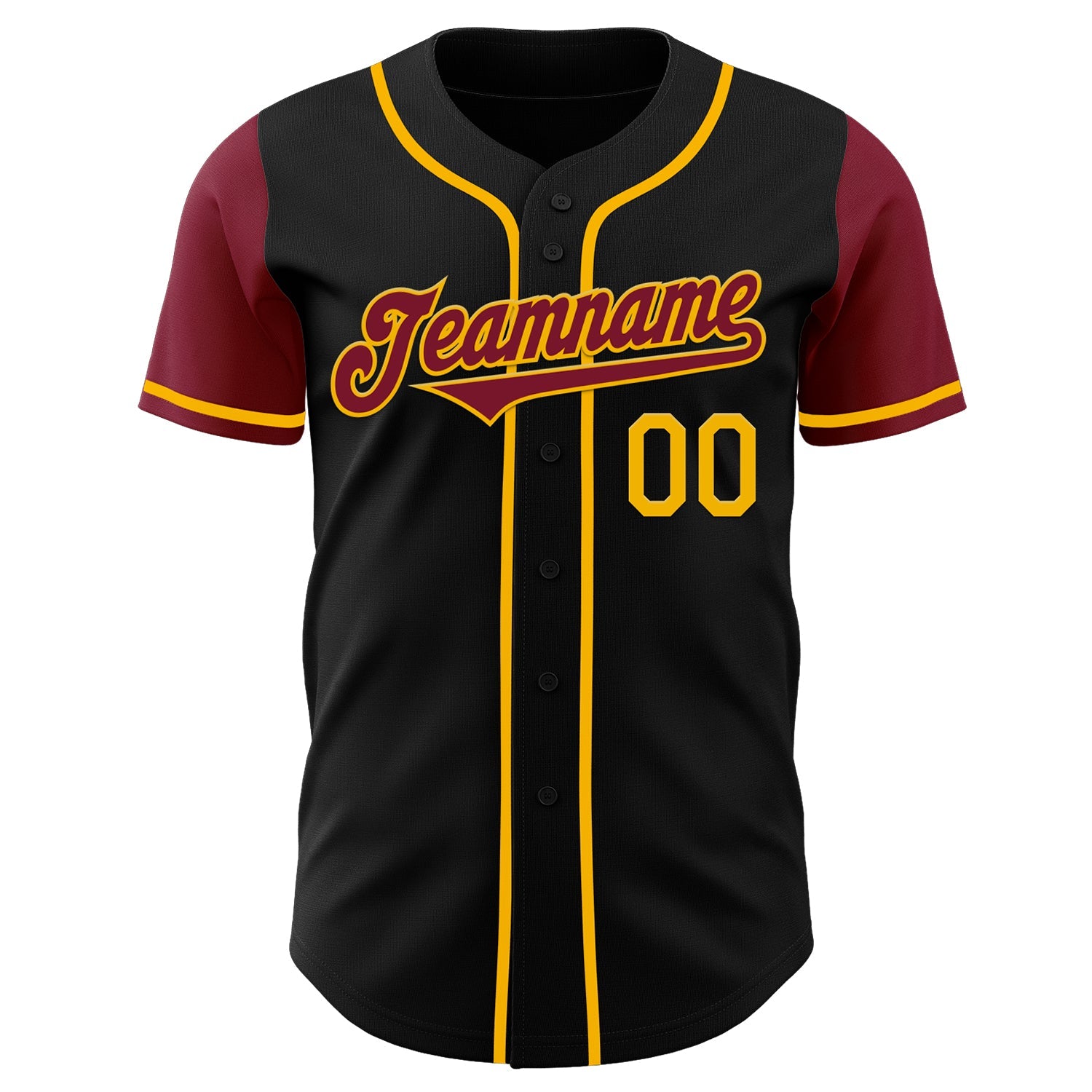 Custom Black Crimson-Gold Authentic Two Tone Baseball Jersey - Sky-Custom