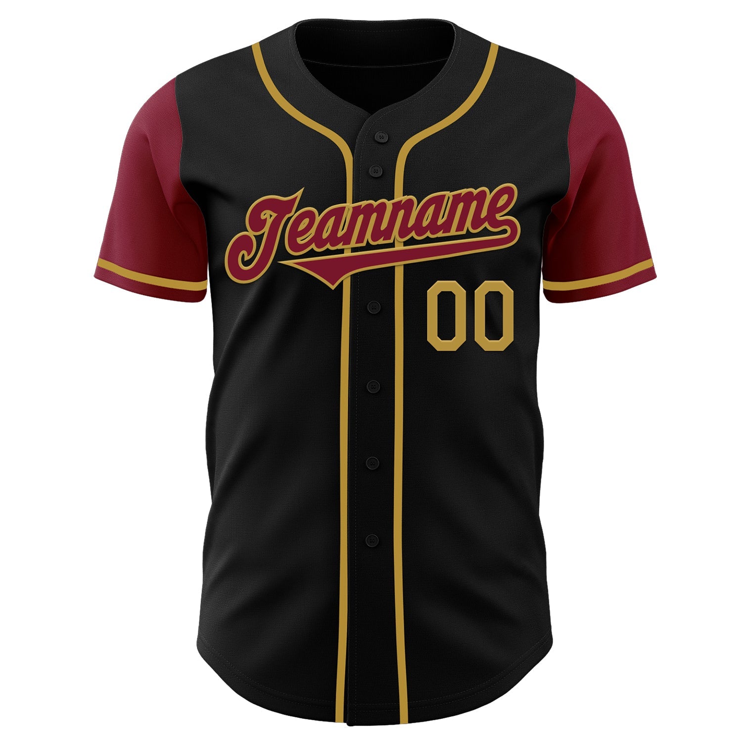 Custom Black Crimson-Old Gold Authentic Two Tone Baseball Jersey - Sky-Custom