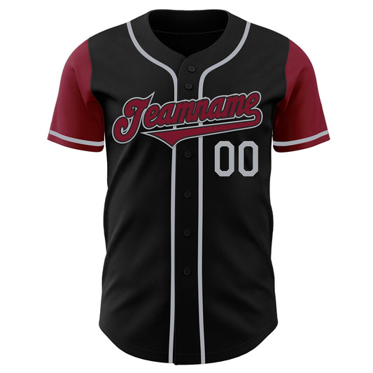 Custom Black Crimson-Gray Authentic Two Tone Baseball Jersey - Sky-Custom