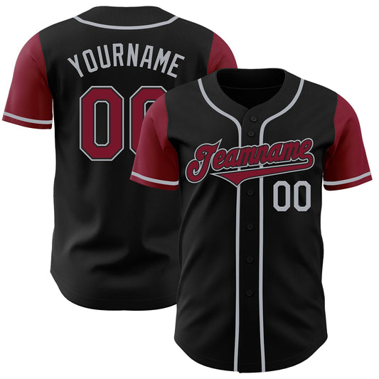 Custom Black Crimson-Gray Authentic Two Tone Baseball Jersey - Sky-Custom
