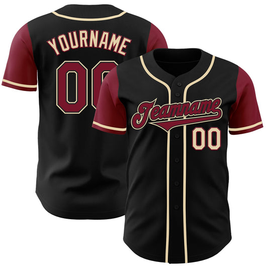 Custom Black Crimson-Cream Authentic Two Tone Baseball Jersey - Sky-Custom