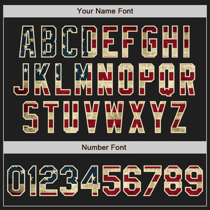 Custom Black Vintage USA Flag Cream-Crimson Authentic Two Tone Baseball Jersey - Sky-Custom