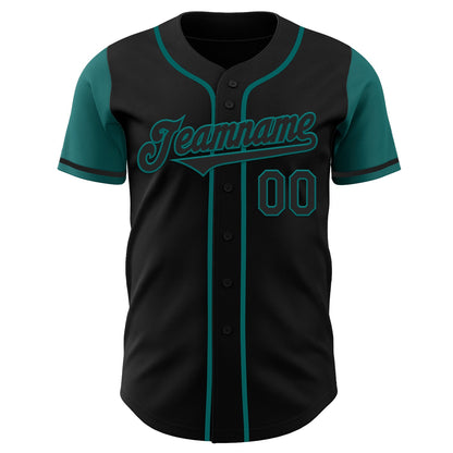 Custom Black Teal Authentic Two Tone Baseball Jersey - Sky-Custom