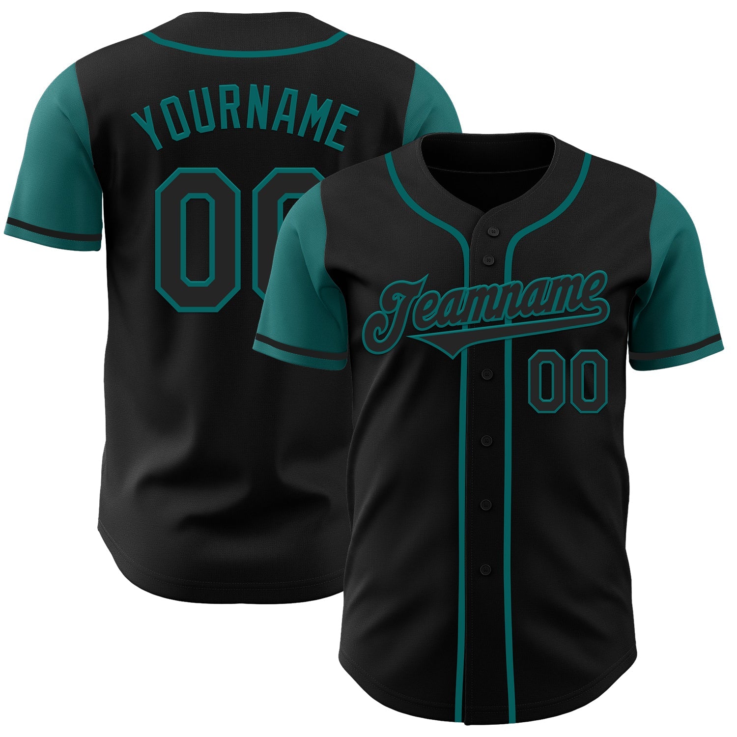 Custom Black Teal Authentic Two Tone Baseball Jersey - Sky-Custom