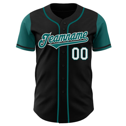 Custom Black Teal-White Authentic Two Tone Baseball Jersey - Sky-Custom