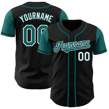 Custom Black Teal-White Authentic Two Tone Baseball Jersey - Sky-Custom
