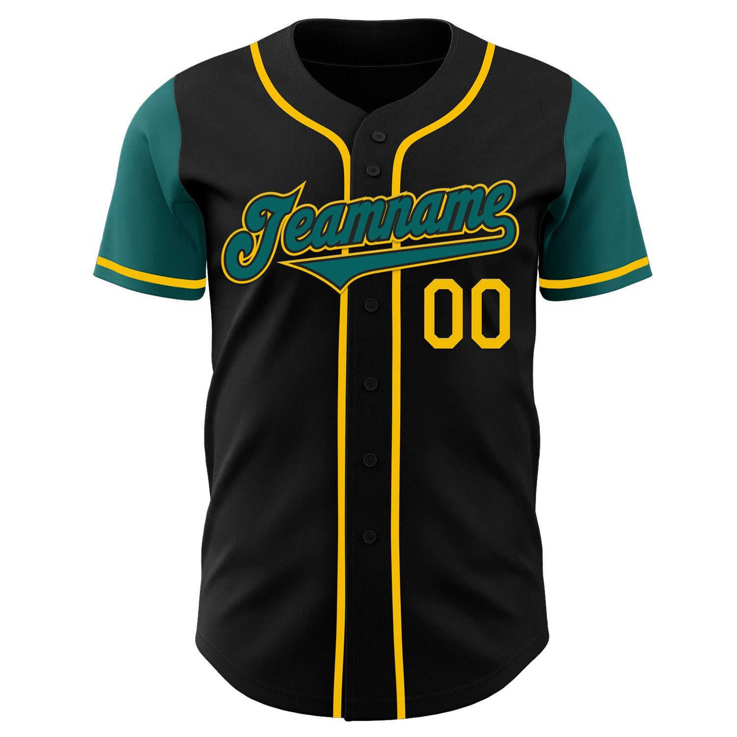Custom Black Teal-Yellow Authentic Two Tone Baseball Jersey - Sky-Custom