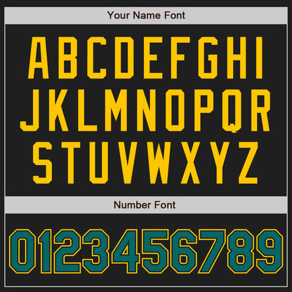 Custom Black Teal-Yellow Authentic Two Tone Baseball Jersey - Sky-Custom