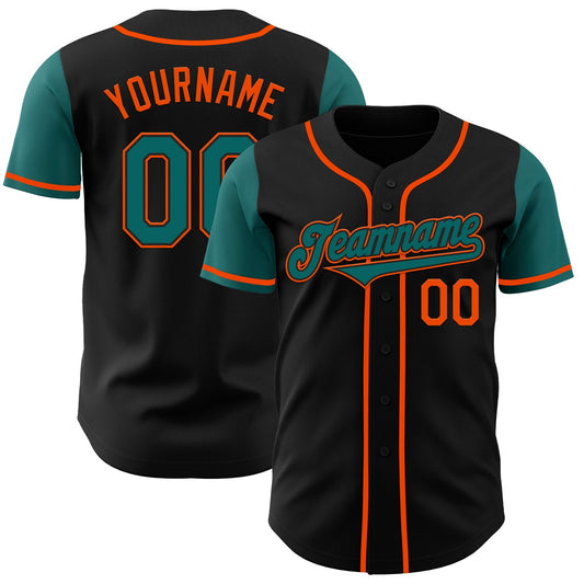 Custom Black Teal-Orange Authentic Two Tone Baseball Jersey - Sky-Custom