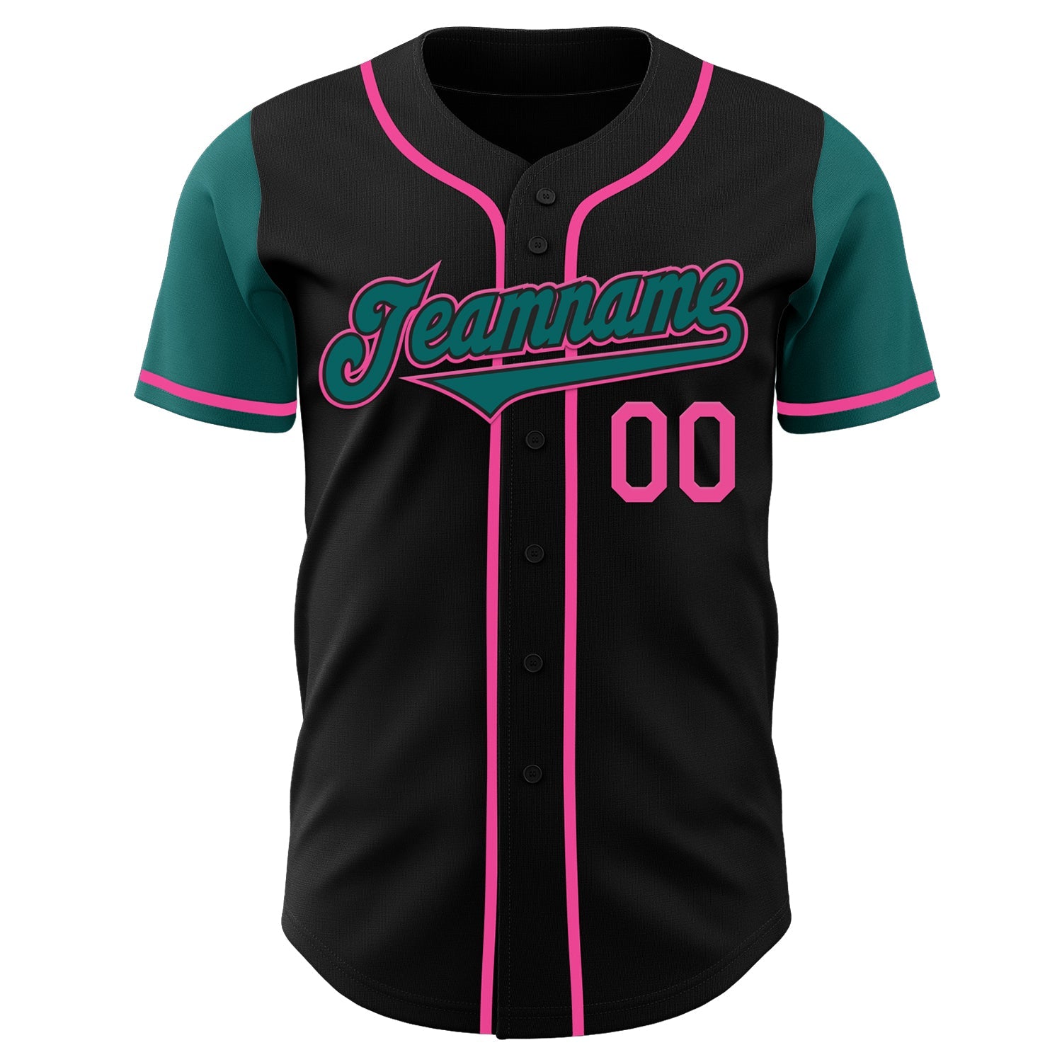 Custom Black Teal-Pink Authentic Two Tone Baseball Jersey - Sky-Custom