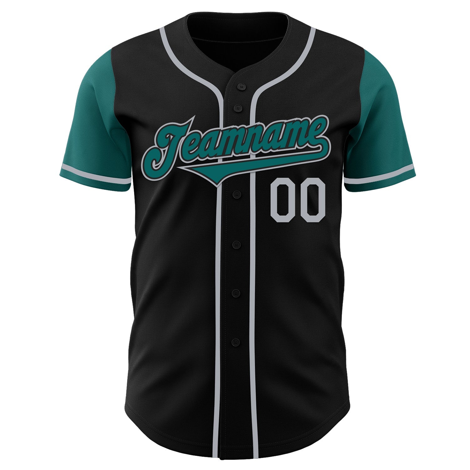 Custom Black Teal-Gray Authentic Two Tone Baseball Jersey - Sky-Custom
