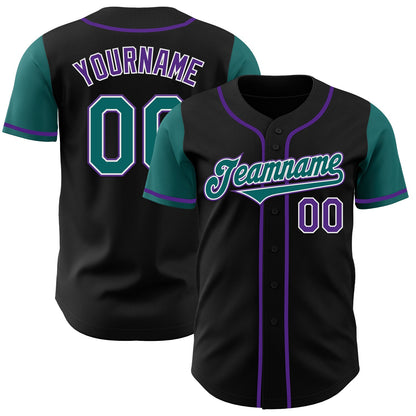 Custom Black Teal-Purple Authentic Two Tone Baseball Jersey - Sky-Custom