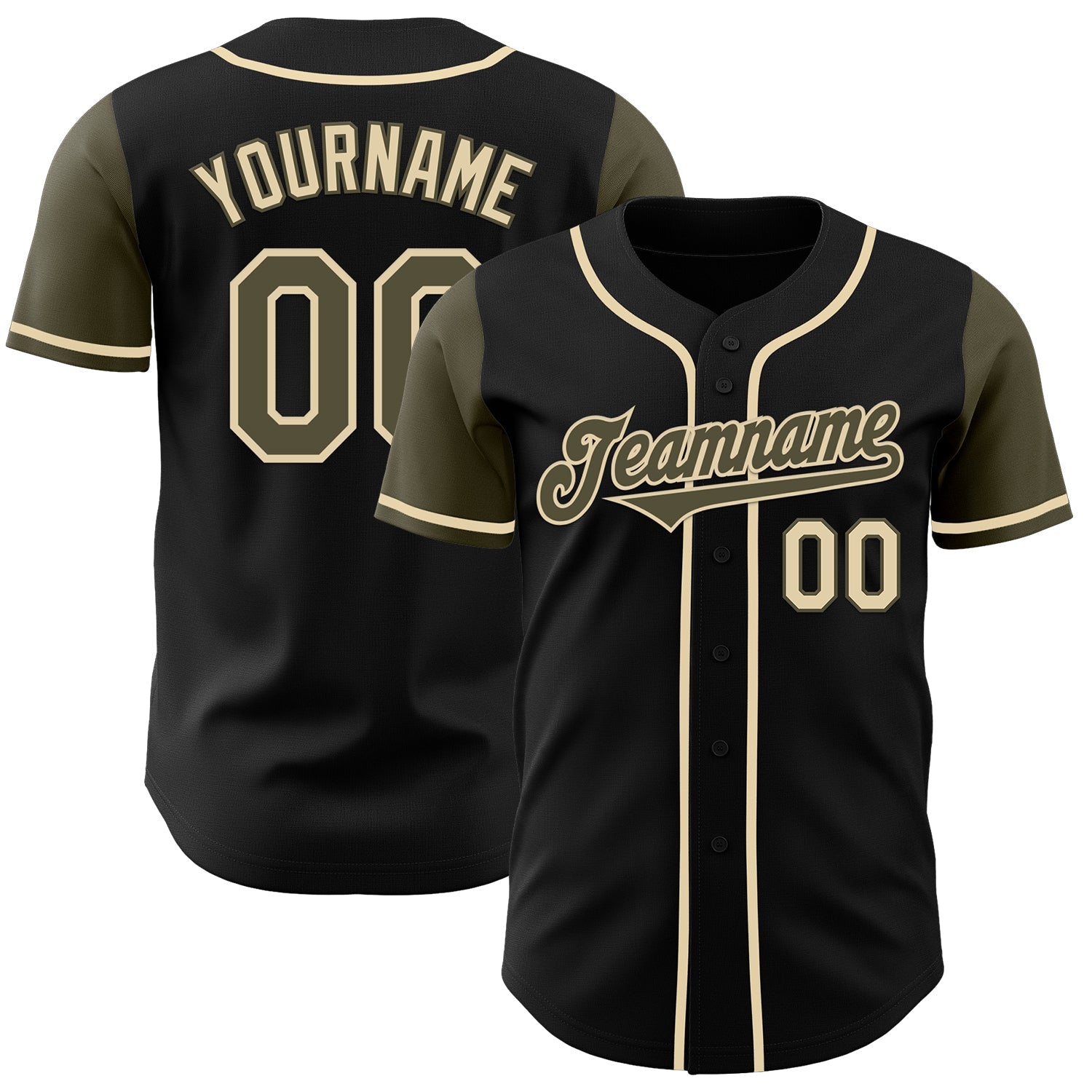 Custom Black Olive-Cream Authentic Two Tone Baseball Jersey - Sky-Custom