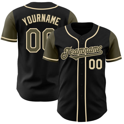 Custom Black Olive-Cream Authentic Two Tone Baseball Jersey - Sky-Custom