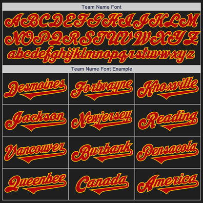 Custom Black Red-Gold Authentic Two Tone Baseball Jersey - Sky-Custom