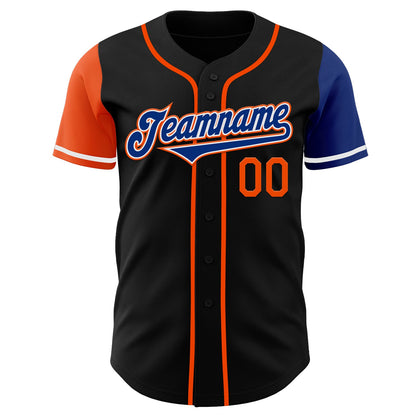 Custom Black Royal-Orange Authentic Two Tone Baseball Jersey - Sky-Custom