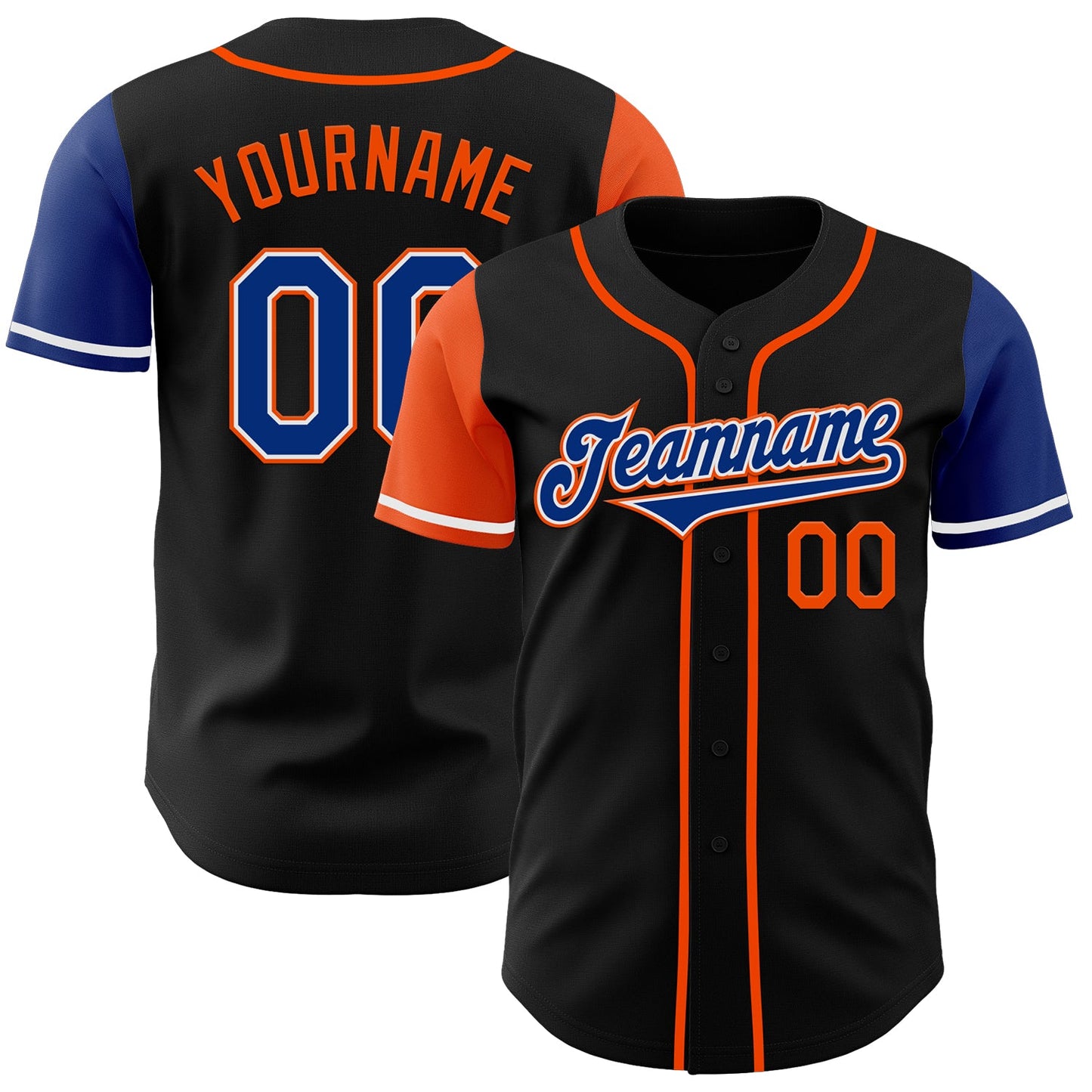 Custom Black Royal-Orange Authentic Two Tone Baseball Jersey - Sky-Custom