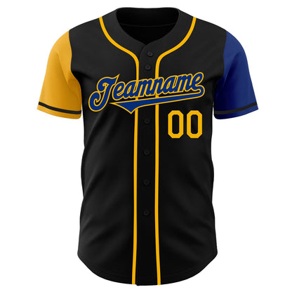 Custom Black Royal-Gold Authentic Two Tone Baseball Jersey - Sky-Custom
