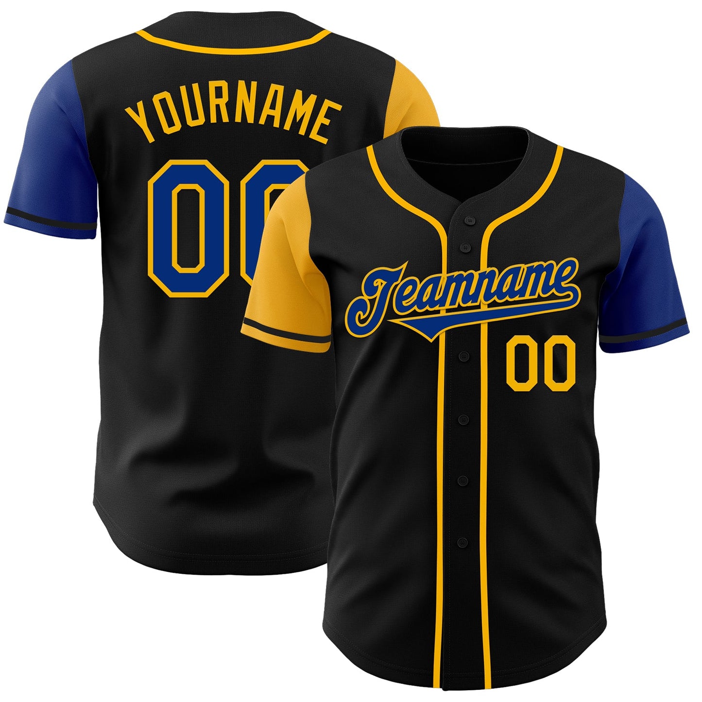Custom Black Royal-Gold Authentic Two Tone Baseball Jersey - Sky-Custom