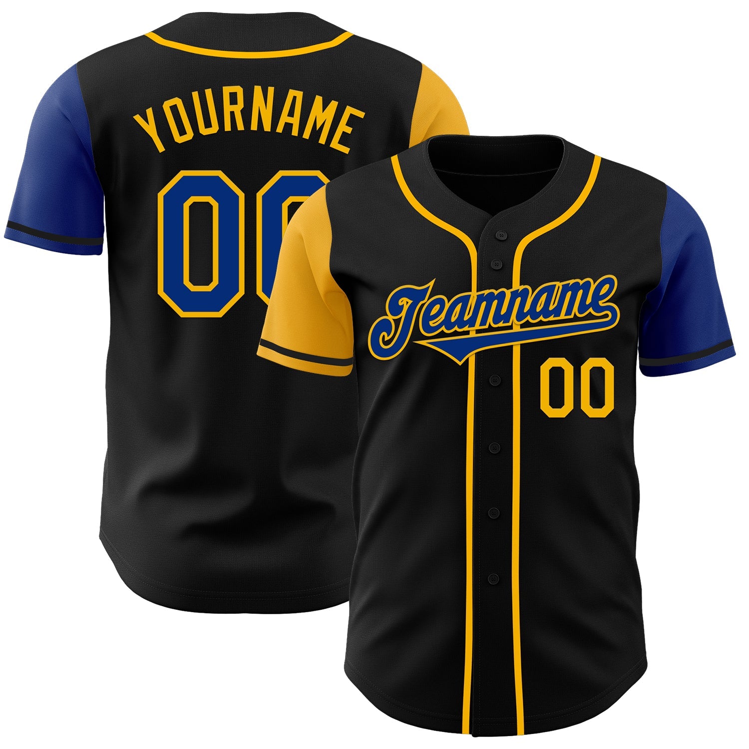 Custom Black Royal-Gold Authentic Two Tone Baseball Jersey - Sky-Custom