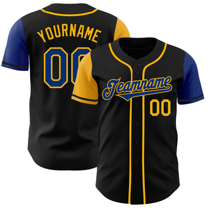 Custom Black Royal-Gold Authentic Two Tone Baseball Jersey - Sky-Custom