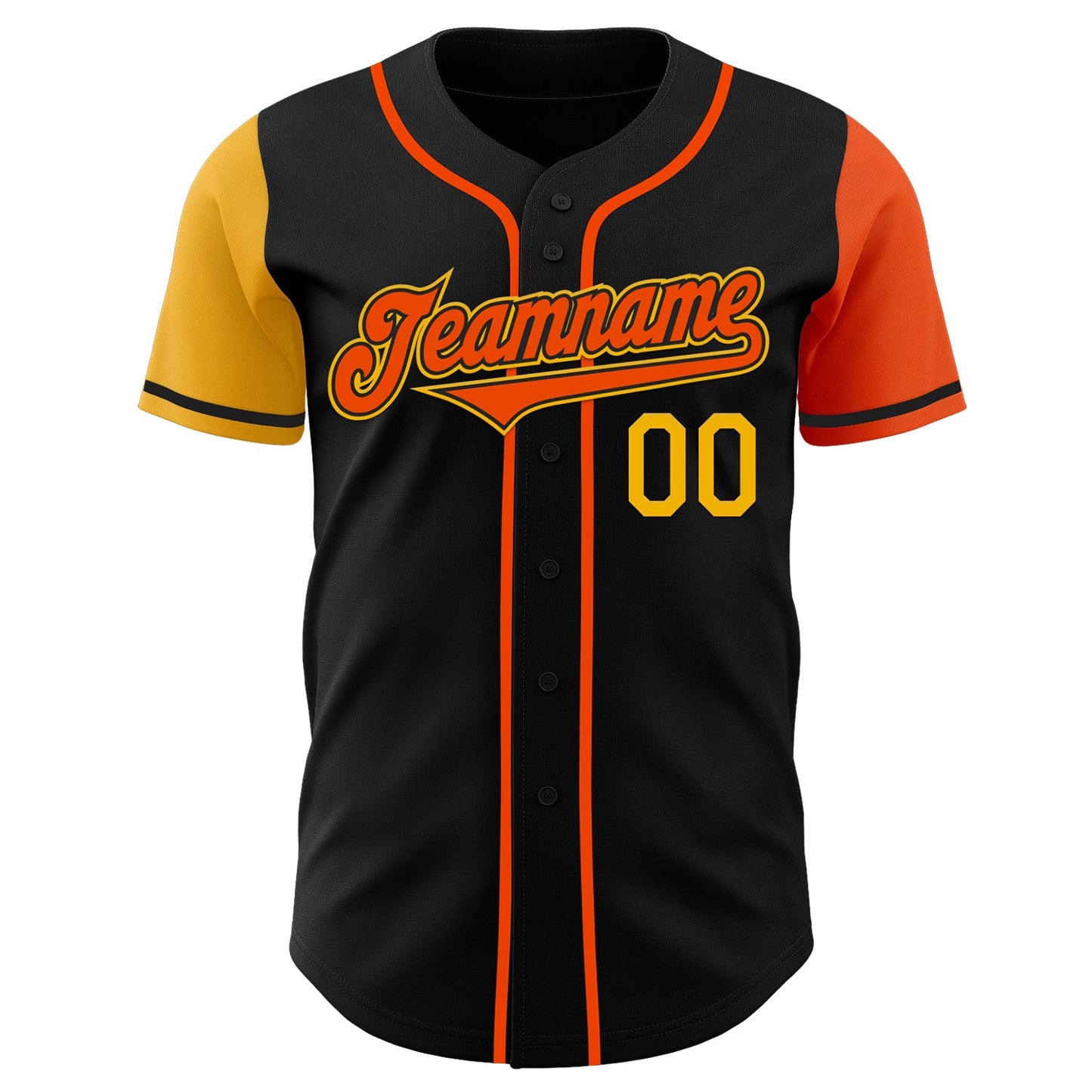 Custom Black Orange-Gold Authentic Two Tone Baseball Jersey - Sky-Custom