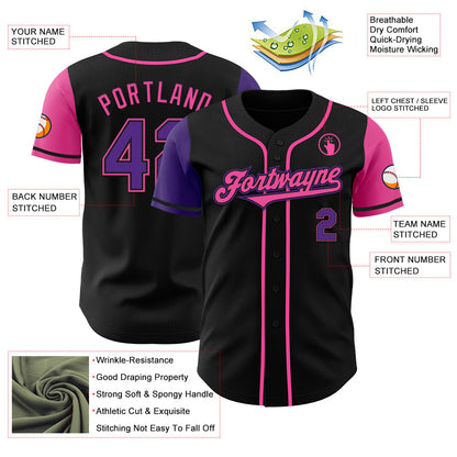 Custom Black Purple-Pink Authentic Two Tone Baseball Jersey - Sky-Custom
