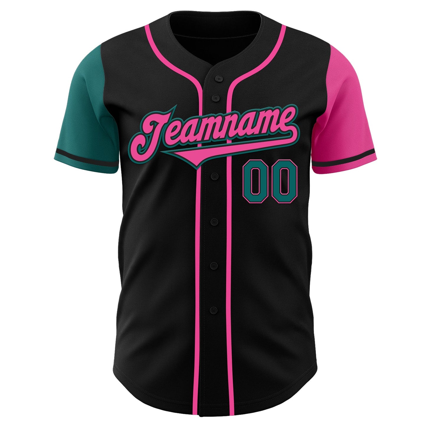 Custom Black Teal-Pink Authentic Two Tone Baseball Jersey - Sky-Custom