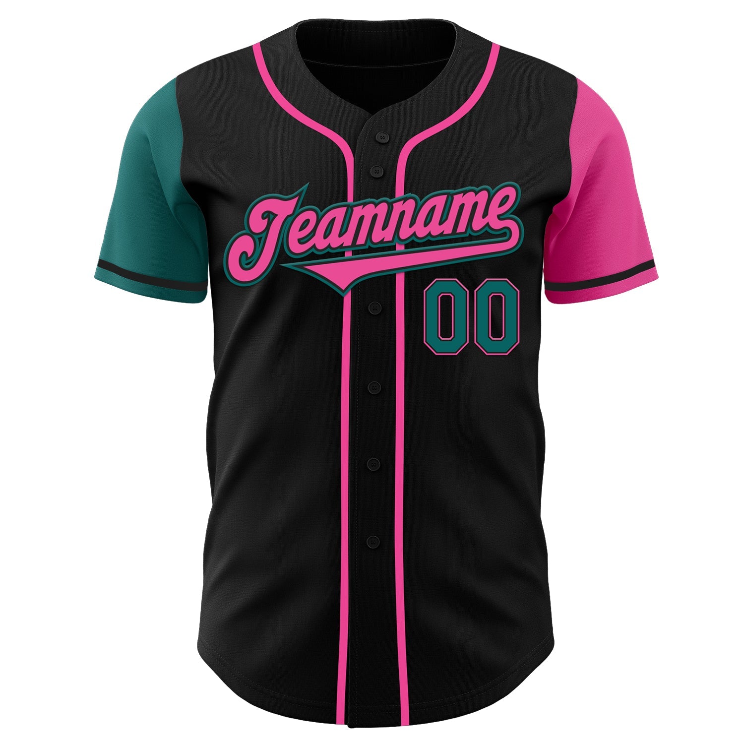 Custom Black Teal-Pink Authentic Two Tone Baseball Jersey - Sky-Custom