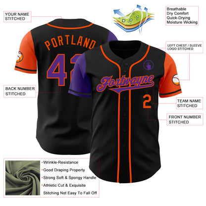 Custom Black Purple-Orange Authentic Two Tone Baseball Jersey - Sky-Custom