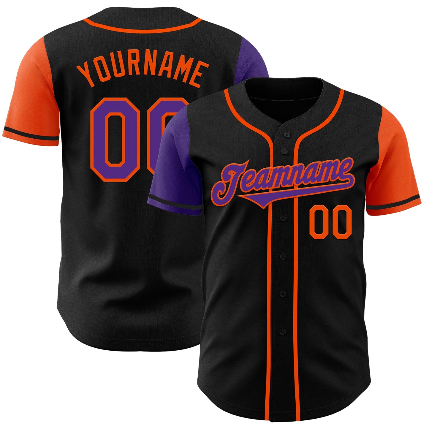 Custom Black Purple-Orange Authentic Two Tone Baseball Jersey - Sky-Custom
